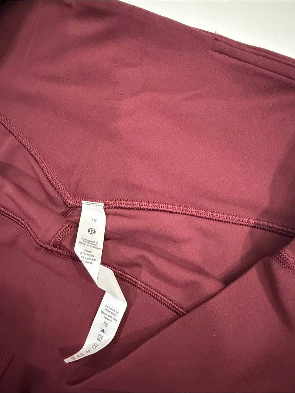 Lululemon Burgundy Athleisure Leggings with Lululemon Logo